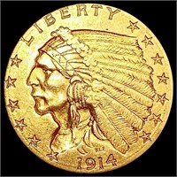 1914-D $2.50 Gold Quarter Eagle UNCIRCULATED