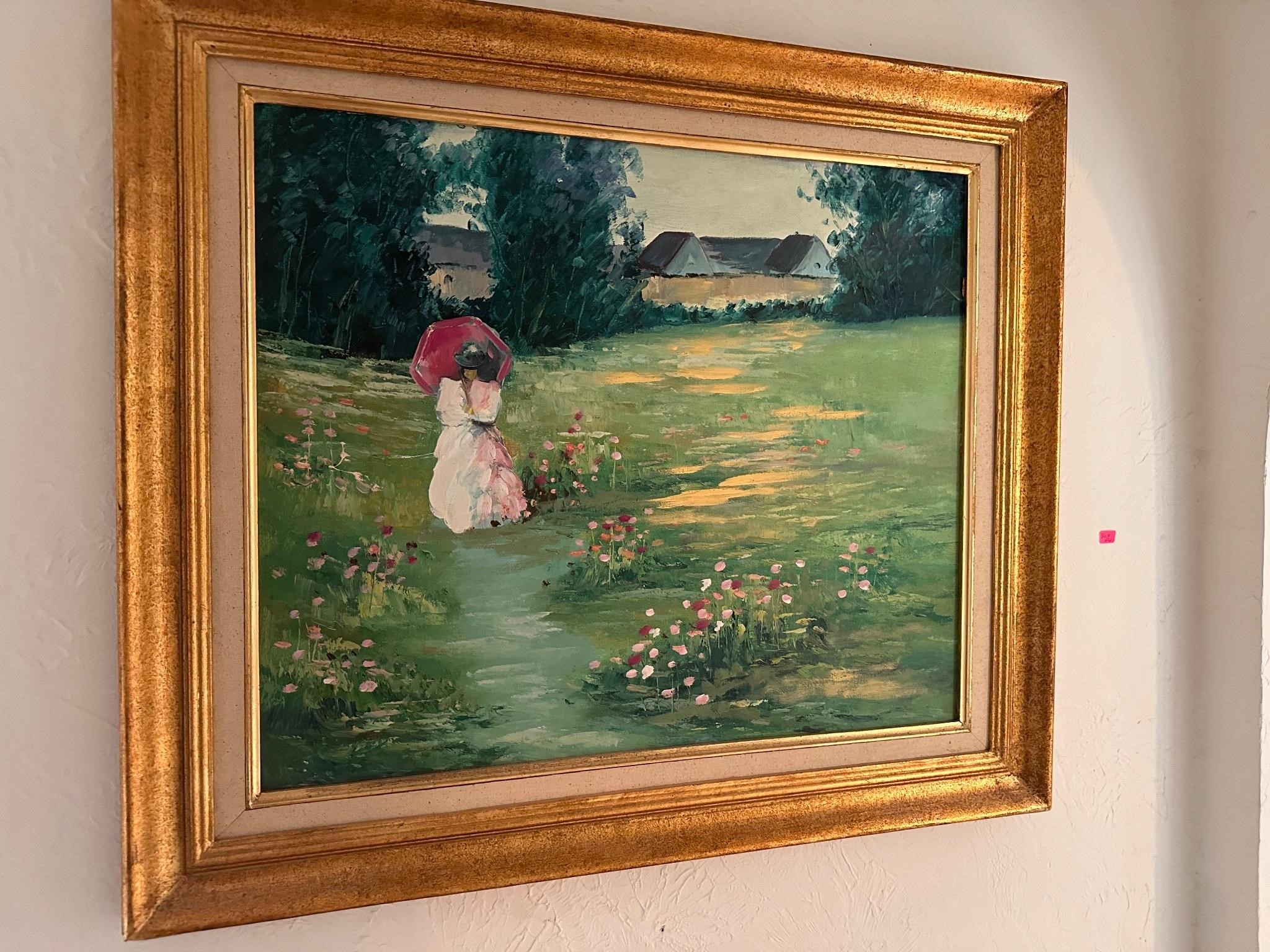 Framed garden painting