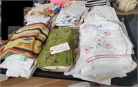 Grouping of old vintage linens embroidery etc
