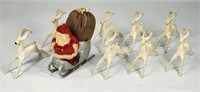 VINTAGE ROSBRO SANTA & SLEIGH W/ REINDEER