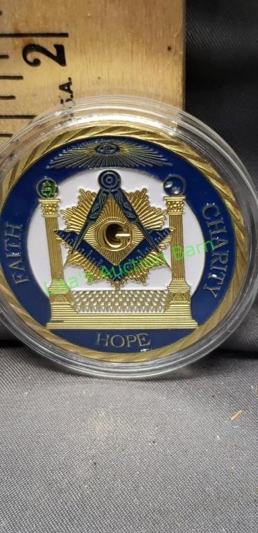 Masonic Coin with the 3 Degrees, 24K Gold Plated,