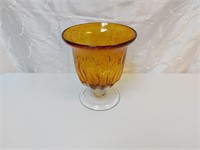 Blown Amber with Bubbles? Vintage? 9" Tall Vase?
