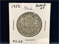 1952  Can Silver 50 Cent Piece  MS63