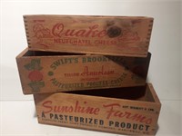 3 Vintage Wooden Cheese Boxes