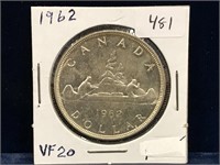 1962 Can Silver Dollar VF20