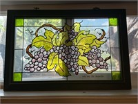 FRAMED STAIND GLASS GRAPE'S, 13 3/4" X 21 1/2"