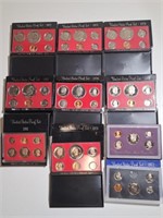 10 United States Proof Sets: 1970s - 1990s