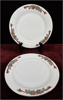 Pair of "Poinsettia Ribbons" Plates