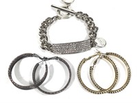 Bling! Chico's Bracelet & 2 Pr Earrings