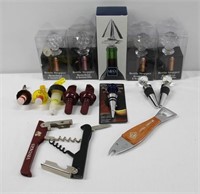 Assorted Wine Stoppers & Bottle Openers Lot