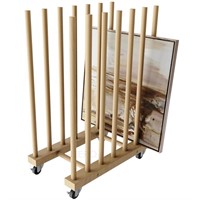 UNZERO Art Storage Rack with Caster Wheels, Wood