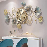 KILELI Modern Metal Wall Clock 3D Creative Ginkgo
