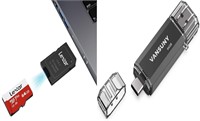 NEW 2PK Micro SD Card 64GB & USB C Flash Drive