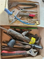 (2) FLATS WITH HAMMER, CHISEL, FILE, CRESCENT