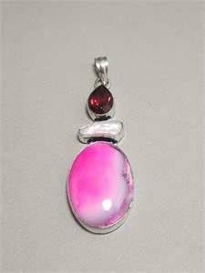925 Sterling Silver Pendant- Agate/ Shell/