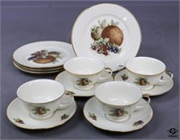 JWK Porcelain Cups/Saucers, Dessert Plates / 12 pc