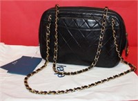 Chanel Quilted Black Lambskin CC Logo Bag