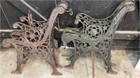 PAIR OF VICTORIAN CAST IRON BENCH ENDS - FLOWERS