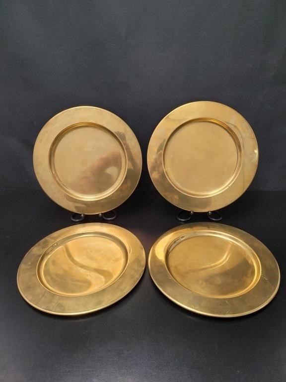 4 MCM Danish solid brass charger plates