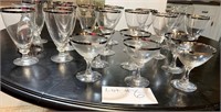 Fostoria Platinum Rim Wedding Ring Glasses (22)