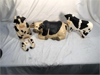 3 Decorative Wooden Cows