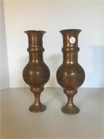 Pr Fancy Brass Vases