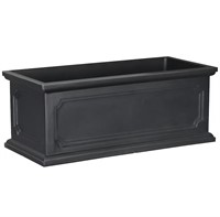 allen + roth Rectangle Black Resin Modern Planter