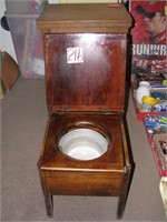 Old Wooden Commode Chamber Pot