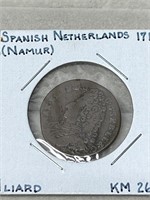 1713 Spanish Netherlands 1 Liard Coin