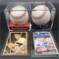 (D) Bob Uecker signed baseball and card plus Tony
