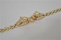 14kt Yellow Gold Panther Ruby & Diamond Bracelet