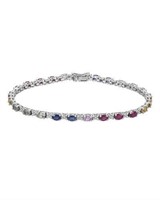 14KT White Gold 6.23ctw Multi Color Sapphire and D