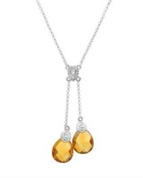 14KT White Gold 4.71ctw Citrine and Diamond Pendan