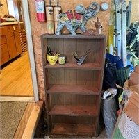 Wood Shelf, Art Glass, Deer & Elephant