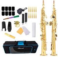 Soprano Saxophone SAX Bb Brass Lacquered Gold Body