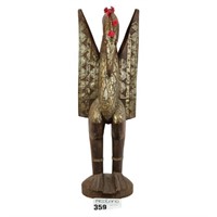 African Statue Hornill Senufo Wood Statue 27" tal
