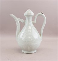 Chinese Yuan Style White Porcelain Tea Pot w/ Lid