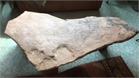 Large Red Limestone Table on Wood Blocks