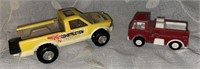 (2) Vtg Toy Vehicles:  Construction Truck & Red