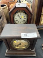 (2) Wooden Mantel Clocks