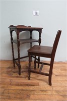 Nice Antique Telephone Stand & Chair Set