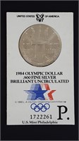 1984 Olympic Dollar Fine Silver Brilliant Uncirc.