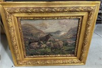 Antique Painting of Highland Sheep