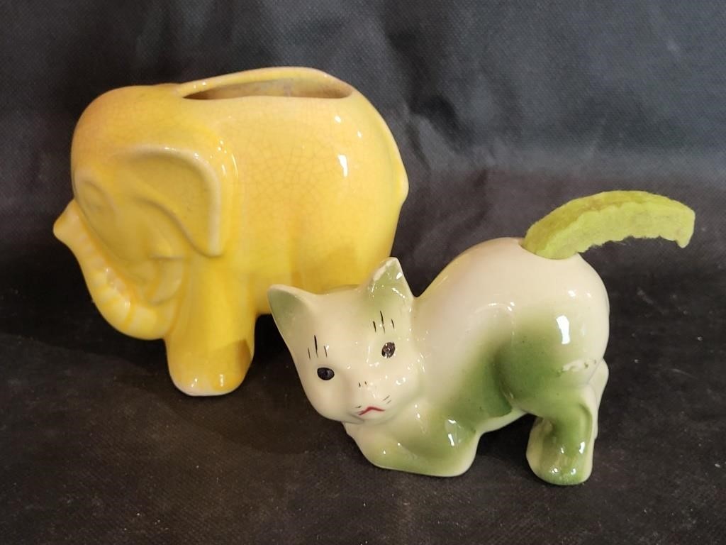 VTG Kitty Air Freshener & Mini Elephant Planter