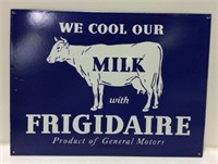 Beautiful Large Frigidaire Milk Cow Porcelain Sign