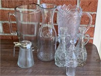 Carafe, cruet, pitchers, syrup assorted