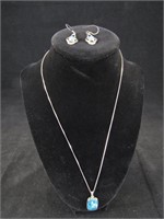 ITALY STERLING NECKLACE WITH PENDANT & EAR RINGS