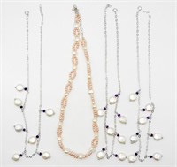 (4) STERLING & MOTHER OF PEARL NECKLACES