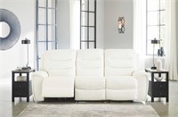 Ashley Signature Warlin Recliner Sofa Wht. Leather