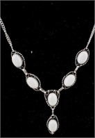 Jewelry Sterling Silver White Stone Necklace